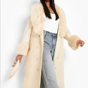 Boohoo x Tessa Brooks Faux fur Trim collar and Cuffs Coat